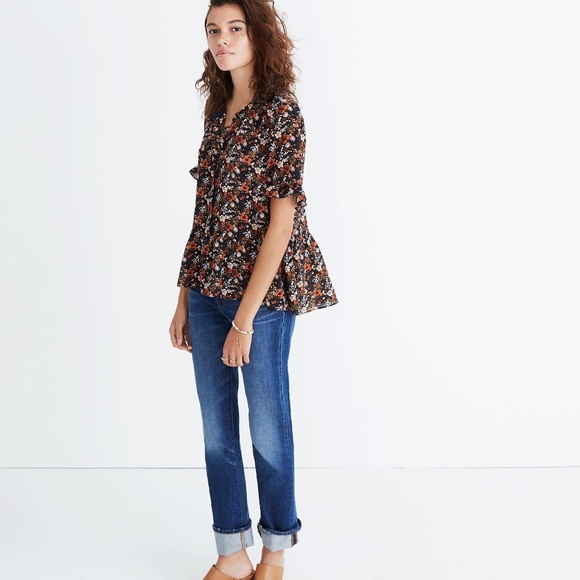 Madewell Silk Studio Ruffle-hem Top All Sizes - Picture 2 of 5